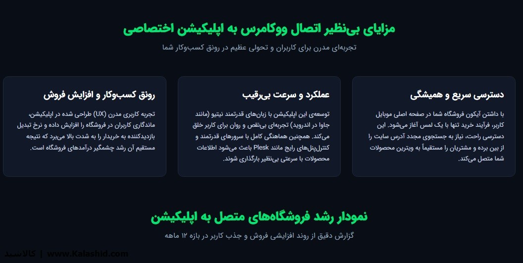اپلیکیشن فروشگاه ووکامرس و سرعت بسیار بالا به نسبت افزونه های اپلیکیشن ساز ارزان
